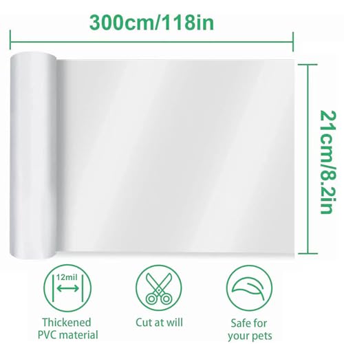 Door Protector from Dog Scratching 118" x 8.2" Cat Scratch Door Frame Single Side Adhesive Protector Anti Dog Scratch Door Guard for Dogs Clear
