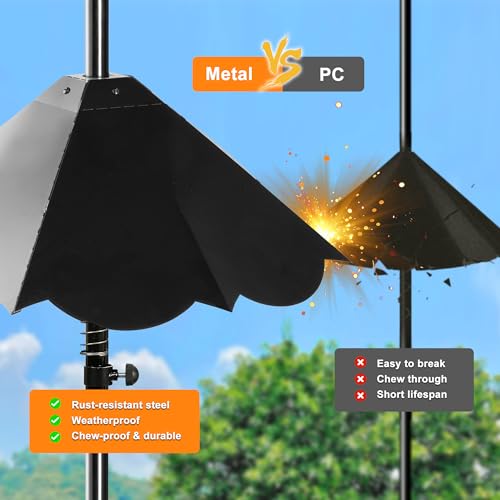 Oversized 21 Inch Metal Squirrel Baffle, Chew-Proof Weatherproof Squirrel Guard for Bird Feeder Pole and 4x4 Post, Outdoor Hanging Squirrel Proof