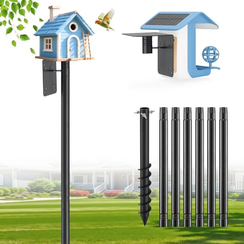 Heavy Duty Bird Feeder Pole - 88" Adjustable Bird House Stand Outdoor, Anti-Tip Auger & Stable Mount for Smart Camera Birdfeeder,Bluebird House, Bird