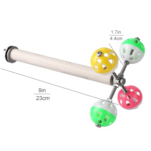 Stand Perch Toy with Rotating Balls for Birds, Parakeets, Budgies, Cockatiels, Parrots, Budgerigars, Conures, Parrotlets, Ringnecks, Lovebirds (1Pcs)