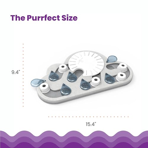 Catstages Nina Ottosson Rainy Day Puzzle & Play Cat Puzzle Feeder – Interactive Treat Game for Indoor Cats, Level 3 Slow Feeder Enrichment Toy, 13.8"