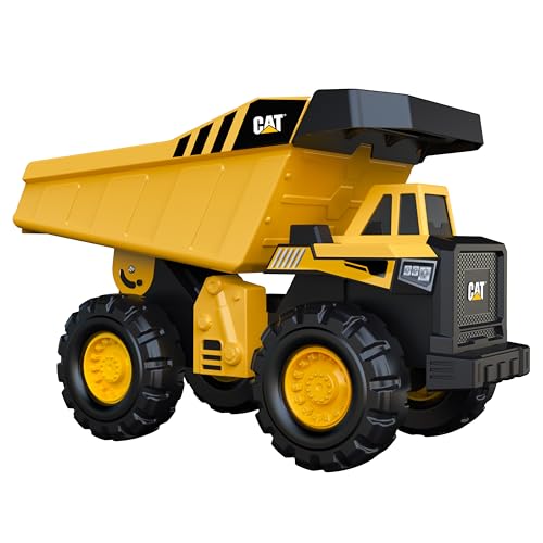 Cat Construction Toys, Steel Dump Truck 16" - Real Steel Body, Working Dump Bed, Oversize All-Terrain Wheels, Heavy-Duty Construction Vehicle for