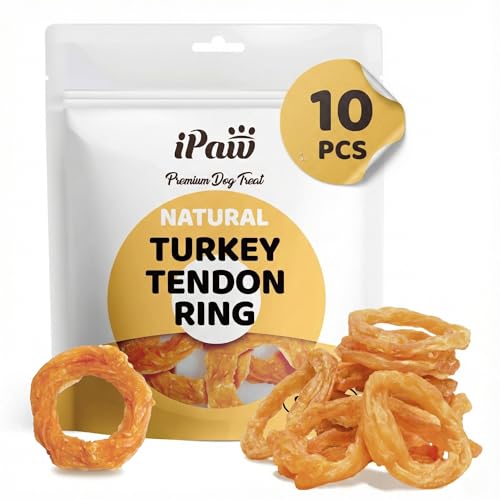 iPaw 10 Pcs Value Pack Turkey Tendons for Dogs, Single Protein, Hypoallergenic, All Natural Human Grade Puppy Chew, Rawhide Alternative Dog Treats