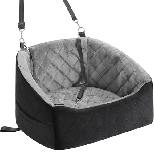 Dog Car Seat for Small Dogs Up to 30 Lbs, Pet Travel Safety Bed for Puppy Cat, Fits in Front/Back Seat, Anti Slip Base, Fully Detachable Washable