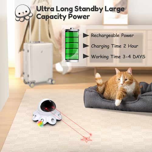 ORSDA Cat Laser Toy, 2-in-1 Interactive Automatic Motion Activated Moving 8 Holes Whack A Mole Feather, USB Rechargeable Electronic Smart Sensor