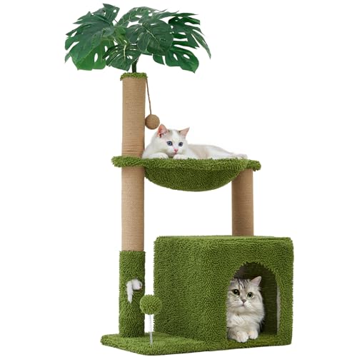 Woochpet 37" Cat Tree Tower for Indoor Cats Multi-Functional Comfy Cat Bed - with Sturdy Scratching Post, Cozy Hammock for Kittens and Small