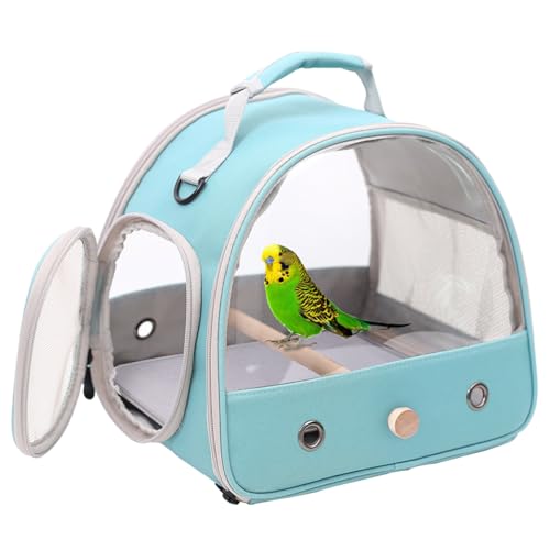 Small Bird Travel Cage Carrier, Portable Parrot Parakeet Carrier with Standing Perch and Comfy Mat, Budgies Carry Transport Bag for Vet Visit
