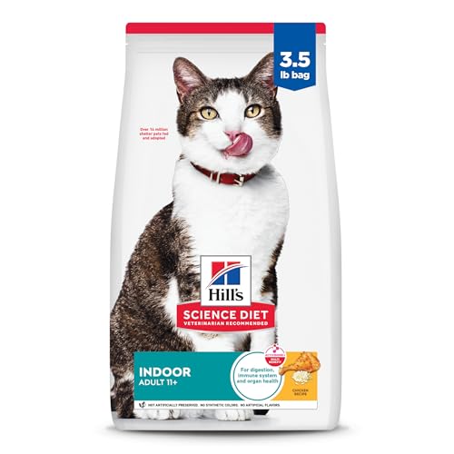 Hill's Science Diet Senior 11+ Indoor Dry Cat Food, Chicken, 3.5 lb. Bag