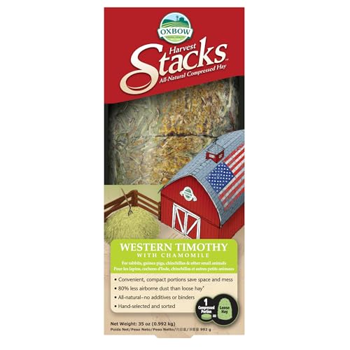 Oxbow Harvest Stacks, Western Timothy Hay with Chamomile, Guinea Pig Hay, Small Pet Bunny Supplies, Western Timothy for Rabbits, Guinea Pigs