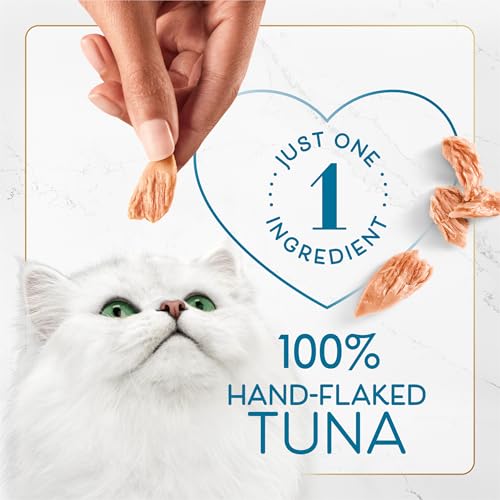 Purina Fancy Feast Purely Hand-Flaked Tuna Cat Treats, Steam-Baked Real Tuna, Pack of 5, 10 Count Pouches