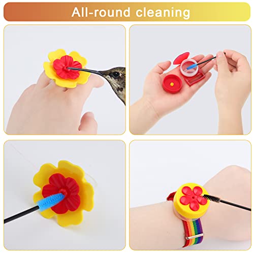 38 Pcs 3 Size Hummingbird Feeder Cleaning Brush Mini Nylon Tube Brush with 16 Flowers Bird Replacement Parts Double Headed Brushes for Bottle Feeding