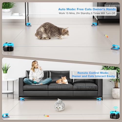 Interactive Cat Toy for Indoor Cats, Auto/Remote Control DIY Cat Mouse Hunting Treadmill Keep Bored Kitten Puppy Entertained to Chase, Feather Toy to