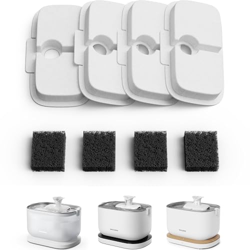 PETLIBRO 4 Packs Replacement Filters for Dockstream Cat Water Fountain PLWF105/PLWF115/PLWF005, 2 Months Set of Replacement Filters for Ultra Quiet