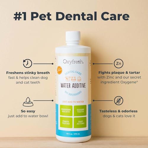 Oxyfresh Premium Pet Dental Care Solution Pet Water Additive: Best Way to Eliminate Bad Dog Breath and Cat Bad Breath - Fights Tartar & Plaque - So
