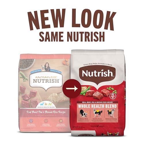 Nutrish Dry Dog Food, Real Beef, Pea & Brown Rice Recipe Whole Health Blend for Adult Dogs, 28 lb. Bag, Packaging May Vary (Rachael Ray)
