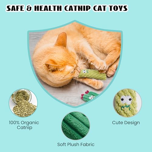 Pawsible Cat Toys for Indoor Cats, 100% Pure Organic Catnip-Filled Toys Without Cotton, Interactive Cactus Kitten Toy for Anxiety Relief, Soft Cute