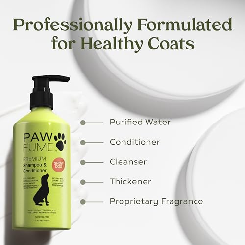 PAWFUME Deshedding Dog Shampoo and Conditioner, Show Dog, 1-Pack – Nourish & Detangle for Silky Soft Coat – Probiotic, Deep-Cleaning, pH-Balanced