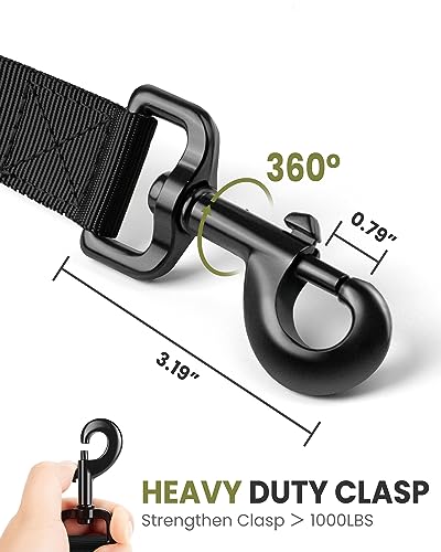 OutdoorMaster Bungee Dog Leash, Heavy Duty Dog Leash with Shock Absorption, 2 Padded Handles Training Leash, Improved Dog Safety and Comfort - Black