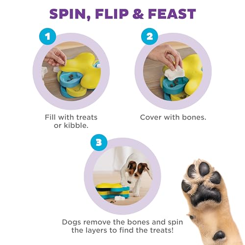 Outward Hound by Nina Ottosson Dog Tornado – Interactive Treat Puzzle Enrichment Toy, 3 Spinning Layers, Level 2 Intermediate