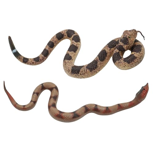 Gelabur 2Pcs Fake Snakes Prank, Soft Rubber Snake Realistic Keep Birds Away, Fake Snakes Toy - Life-Like Snake Figurine for Pranks, Halloween