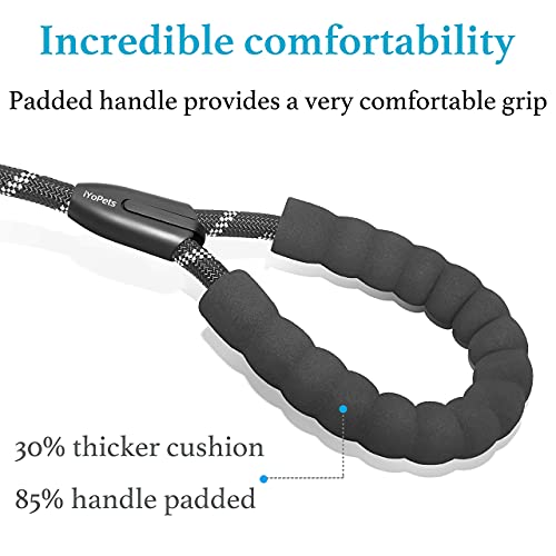 Double Dog Leash with Two Extra Traffic Handles, 360 Swivel No Tangle Dual Dog Walking Leash, Comfortable Shock Absorbing Reflective Bungee for Two