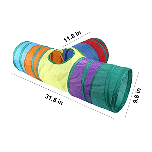 32Pcs Cat Toys Kitten Interactive Pet Toys Assortments, Foldable Rainbow Tunnel, Teaser Wand Fluffy Mouse Crinkle Balls Bell Play for Puppy Kitty (3