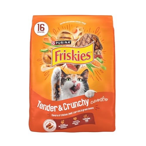 Purina Friskies Tender and Crunchy Combo with Flavors of Chicken, Beef, Carrots and Green Beans Dry and Tender Cat Food - 16 Lb. Bag (Packaging may