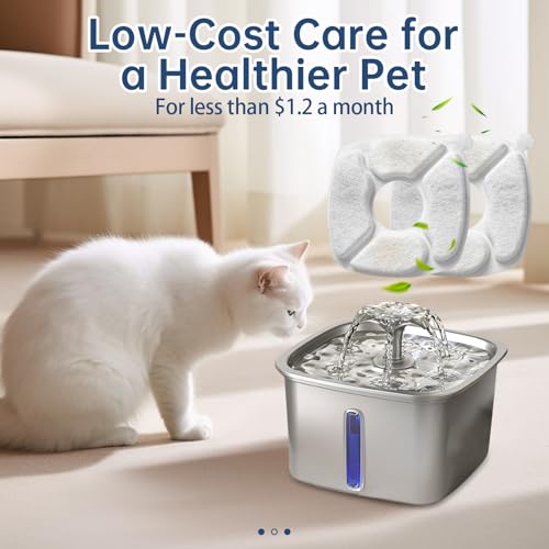 32 Pcs Cat Water Fountain Replacement Filters-16 Pack Cat Fountain Filters with 16 Pack Sponges, Enhanced Compatibility Pet Fountain Filter Fit for
