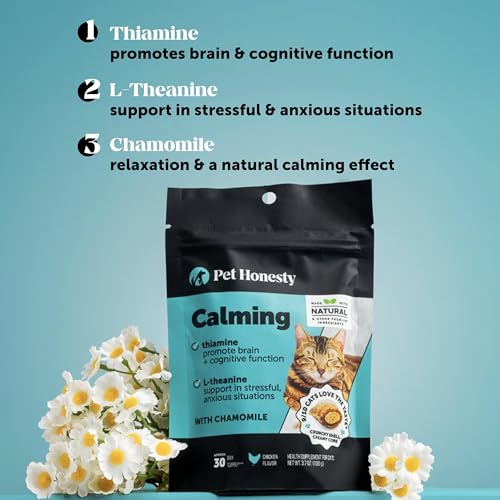 Calming Chews for Cats - Cat Anxiety Relief + Helps Reduce Stress - Behavioral Support & Promotes Relaxation for Travel, Boarding, Vet Visits