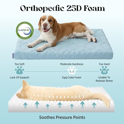 LE SURE ApexCloud™ Cooling Dog Bed for Large Dogs with Washable Cover,35IN | Q-Max>0.5 Cool-Touch Fabric, Orthopedic Egg Crate Foam,Breathable