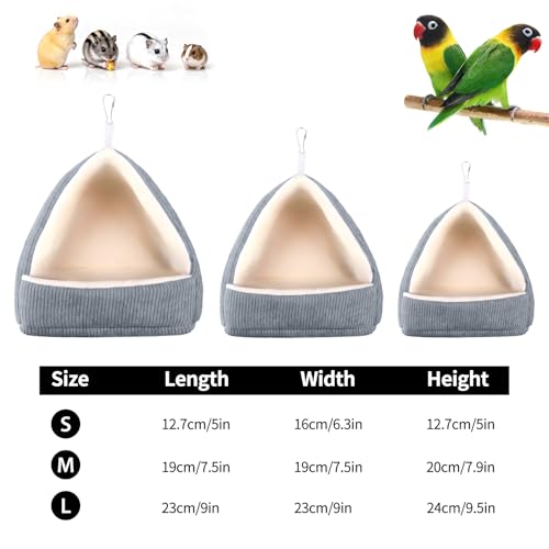 Medium Winter Warm Bird House and Bird Bed for Cage with Soft Plush Hanging Hammock & Hut Tent, Hideaway Sleeping Nest for Budgies, Parakeets