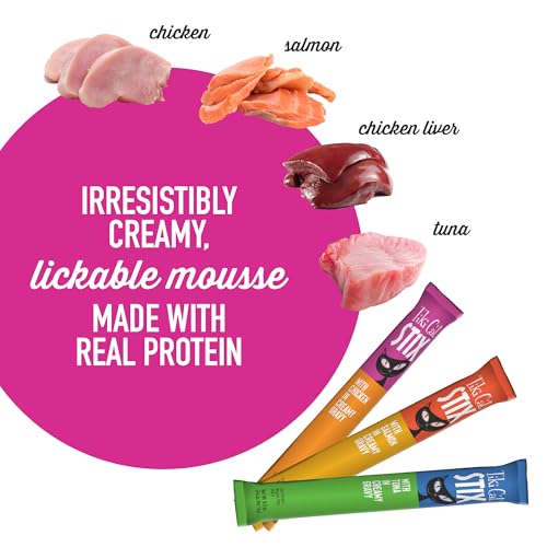 Tiki Cat Stix Mousse Treats, Variety Mega Jar, Single Serve Indulgent Lickable Treat or Dry Food Topper, 50 Count, 25 oz. (0.5 oz./Stick)