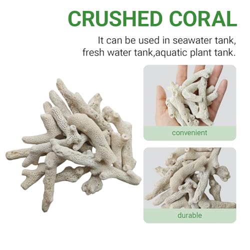 1.1lb/500g Crushed Coral, Natural Fish Tank Crushed Coral, Crushed Coral Filter for Freshwater Aquarium Ph Aquarium Bio Filter Media Bag Reusable