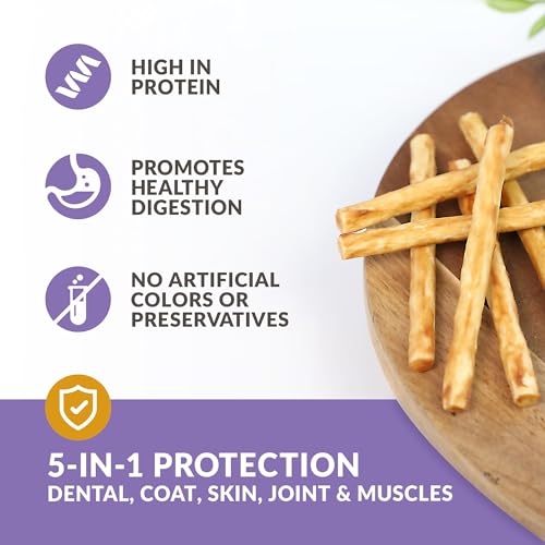 Wild Eats Real Duck Collagen Bully Sticks for Dogs (25 Pack,5 Inch) Long Lasting Dog Chews No Hide Dog Treat Bully Stick Alternative, Rawhide Free