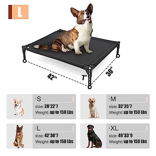 Garnpet Elevated Dog Bed for Large Dogs, Raised Dog Cot Fits Up to 120 LBs, Heavy Duty Pet Cots with Durable Supportive Teslin Recyclable Washable