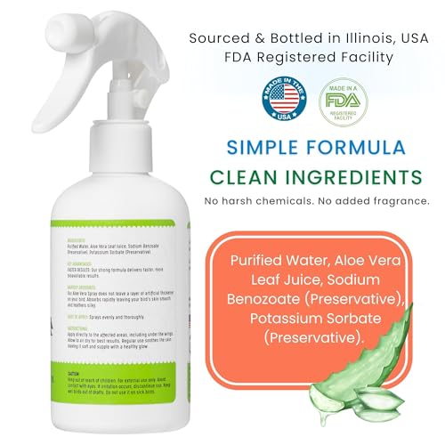 Aloe Vera Bird Spray for All Birds – Soothes Itchy Skin & Feather Plucking – 8oz Odor-Free Mist, Safe if Ingested, Daily Use Bird Mist, Softens