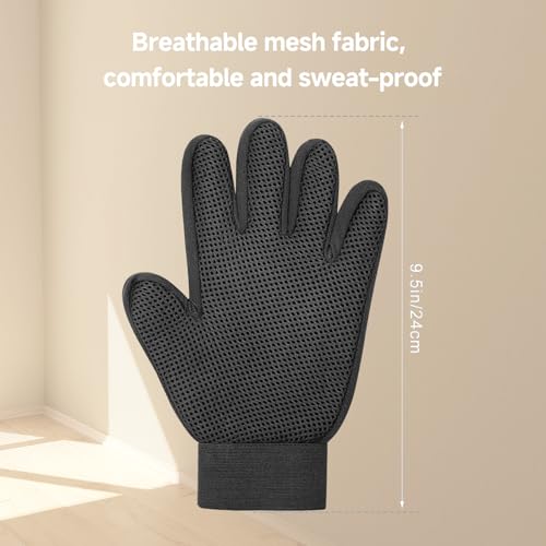 NVNAN Pet Hair Removal Glove for Dogs & Cats, 2-in-1 Deshedding Brush & Massage Mitt - Grooming Gloves for Shedding Control, Bathing and Washing