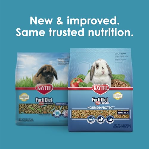 Kaytee Forti-Diet Pro Health Nourish+Protect Adult Rabbit Food, Comprehensive Nutrition Backed by Science, Digestive Health, Immune Support, 5 pounds