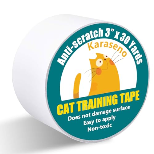 Karaseno Anti Cat Scratch Tape, 3 inches x 30 Yards Pet Training Tape, 100% Transparent Clear Double Sided Cat Scratch Deterrent Tape, Furniture