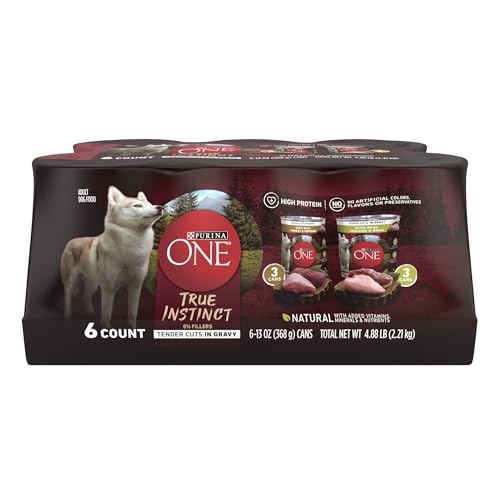 Purina ONE True Instinct Tender Cuts in Gravy with Real Turkey and Venison, and with Real Chicken and Duck High Protein Wet Dog Food Variety Pack