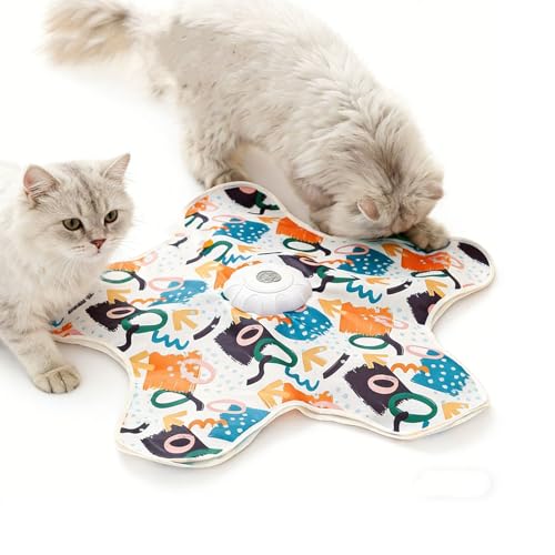 Cat Toy Hide and Seek Interactive Cat Toy - Rechargeable Automatic Feather Wand with Bird Squeaky for Indoor Cats Increase Battery Capacity, cat