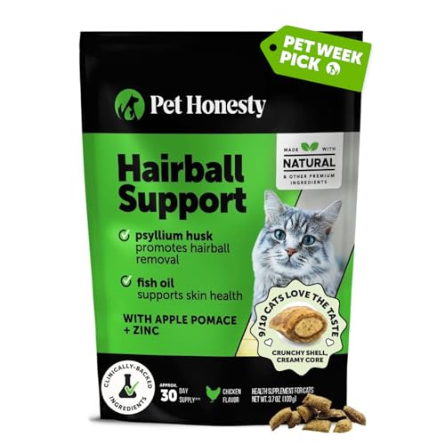 Cat Hairball Support Crunchy & Creamy Chews, Hairball Remedy Treats, Cat Furball Treatment, Supports Skin & Coat, Vitamins for Digestion, Chicken