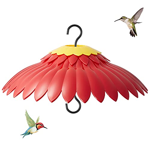 Beserie Squirrel Baffle Hummingbird Feeder Shade Cover Dome Shield Hang from Bird Feeders for Outdoors Squirrel Proof Protect Feed Red Yellow Attract
