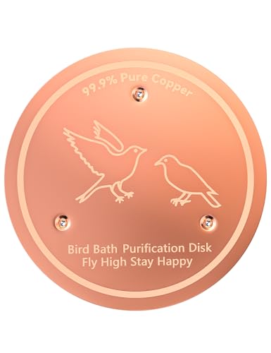CNARIO Copper Disk for Bird Baths, Bird Baths 99.99% Pure Copper Cleaning Disk, Safe Natural Solution, 0.6mm Thick with Stable Triple-Point Support