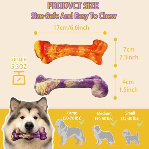 3 Pack Dog Chew Toy for Aggressive Chewers, Bacon Flavored Indestructible Dog Bone Toys for Medium/Large Breed to Keep Them Busy