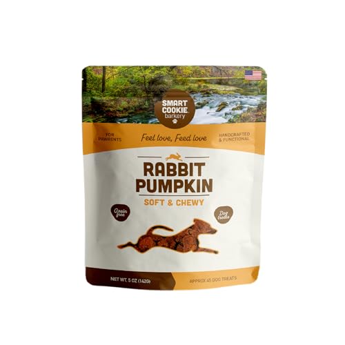 Smart Cookie All Natural Dog Treats - Rabbit & Pumpkin - Training Treats for Dogs & Puppies with Allergies, Sensitive Stomachs - Soft Dog Treats