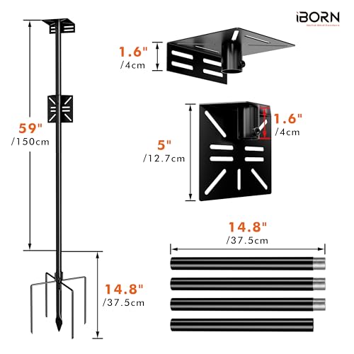 iBorn Camera Bird Feeder Pole 3in1 Compatible Bird Feeder Poles for Outdoors Heavy Duty,63inch Adjustable Height Bird House Pole Mount Kit Bracket