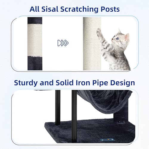 Gitelsnour Cat Tree, Cat Tower for Indoor Cats, 43.3 inch Cat Tree Tower with Sturdy Steel Tube, Hammock, Cat Condo for Small Cats and Kittens
