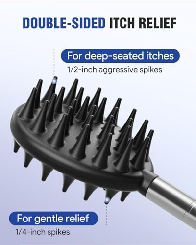 Gelibo Telescoping Large Back Scratcher with 5 Detachable Heads,Rubber Handles Gifts for Him, Gifts for Men, Extendable Back Massager Tool with