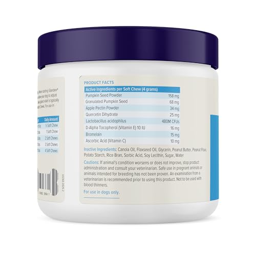 Vetnique Glandex Anal Gland Soft Chew Treats with Pumpkin for Dogs Digestive Enzymes, Probiotics Fiber Supplement for Dogs Boot The Scoot (Peanut